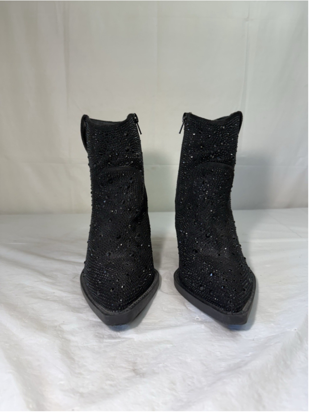 Very G "Kady" Rhinestone Western Ankle Boots Black Womens Size 8M